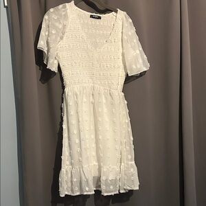 White Textured Mini Dress